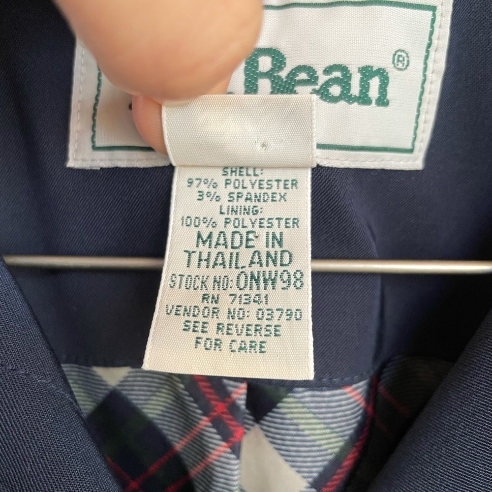 Vintage L.L. Bean Hidden Button Dress Jacket Navy Blue Medium Trench - Picture 3 of 6